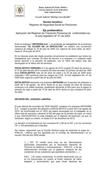 Casos Sobre Pensiones Régimen de Transición - Campus Virtual ...