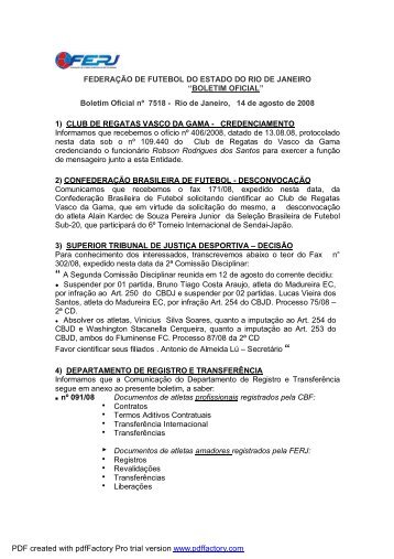 Boletim Oficial n° 7518 - Federação de Futebol do Estado do Rio de ...