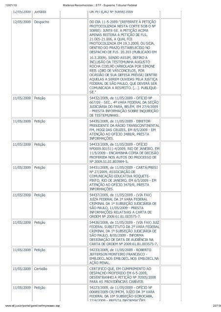 Acompanhamento Processual - Novo Jornal