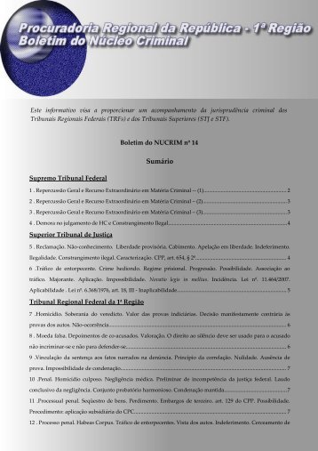 Boletim do NUCRIM nº 14 - Procuradoria Regional da República ...