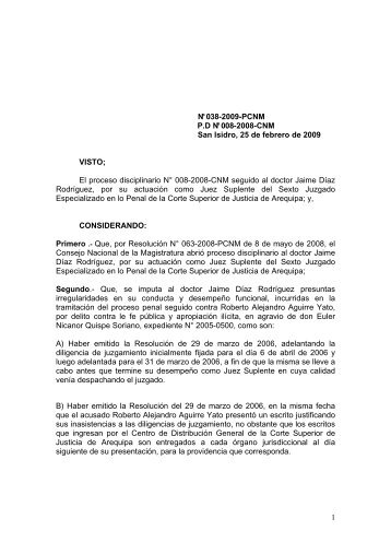 Nº 038-2009-PCNM - Consejo Nacional de la Magistratura