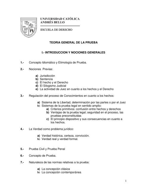 1 Teoria General De La Prueba I Introduccion Y - 