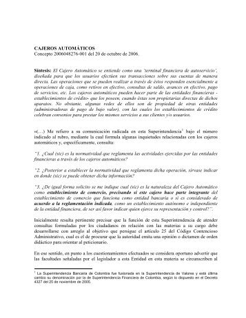 CAJEROS AUTOMÁTICOS Concepto 2006048276-001 del 20 de ...