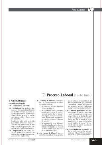 VI El Proceso Laboral (Parte final) - Revista Actualidad Empresarial