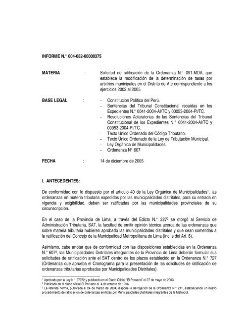 INFORME N - Municipalidad Metropolitana de Lima