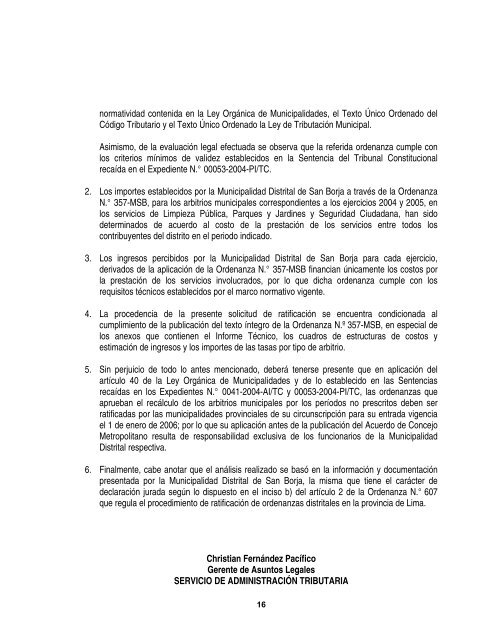 INFORME N - Municipalidad Metropolitana de Lima