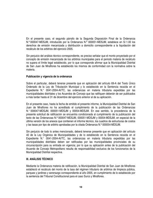 INFORME N - Municipalidad Metropolitana de Lima