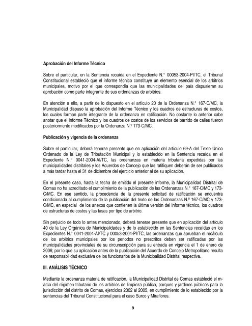 INFORME N - Municipalidad Metropolitana de Lima