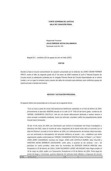 CORTE SUPREMA DE JUSTICIA SALA DE CASACIÓN PENAL ...