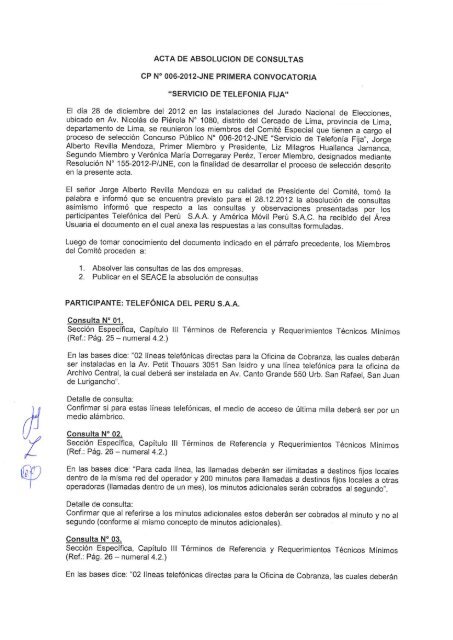 ACTA DE ABSOLUCION DE CONSULTAS CP N° 006-2012 ... - seace