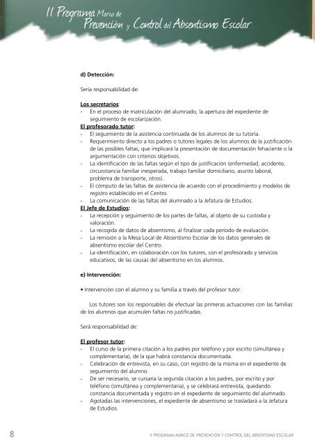 Programa Marco de prevención y control del absentismo escolar