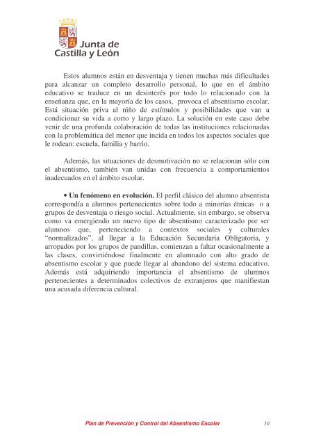 Plan de Prevención y Control del Absentismo Escolar