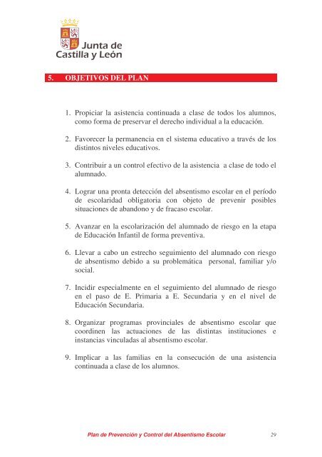 Plan de Prevención y Control del Absentismo Escolar