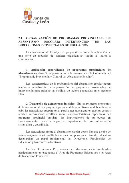 Plan de Prevención y Control del Absentismo Escolar