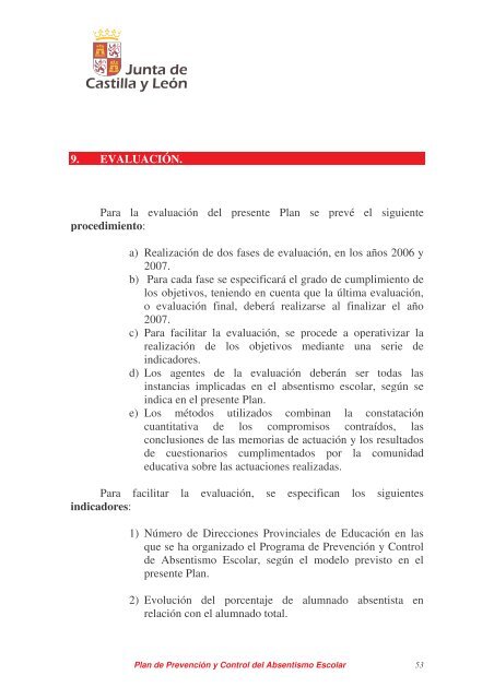 Plan de Prevención y Control del Absentismo Escolar