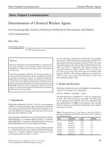 Determination of Chemical Warfare Agents - Dr. Rainer Haas
