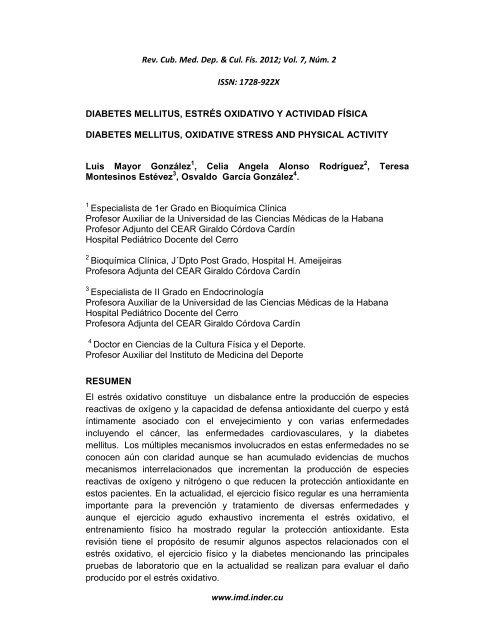 Resumen del estrés oxidativo en la diabetes Resumen del estrés oxidativo en la diabetes