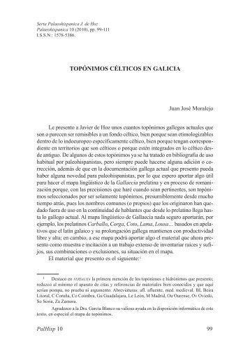 7. Topónimos célticos en Galicia, por Juan José Moralejo