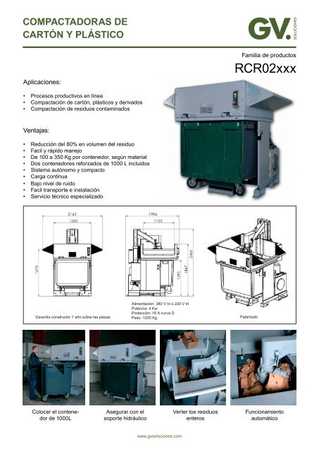 Compactadora de cartón y plástico en contenedores - GV Soluciones