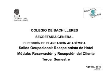 Reservación y Recepción del Cliente - Colegio de Bachilleres