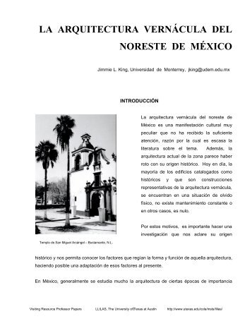 la arquitectura vernácula del noreste de méxico - The University of ...