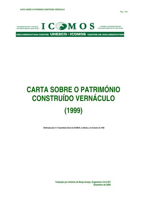 CARTA SOBRE O PATRIMÓNIO CONSTRUÍDO VERNÁCULO (1999)