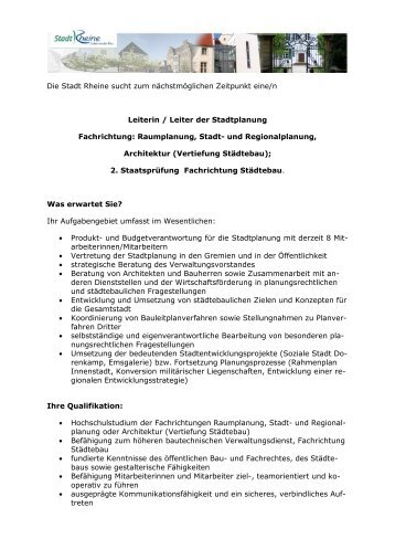 Leiterin / Leiter der Stadtplanung - Rheine