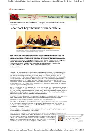 Schotthock begrüßt neue Sekundarschule - Rheine