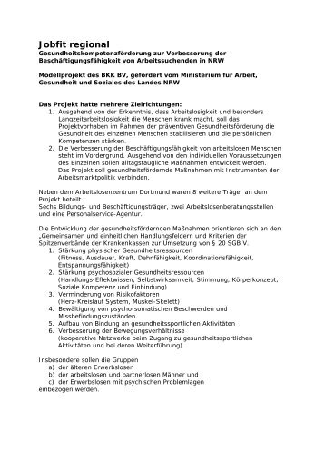 Jobfit regional - Arbeitslosenzentrum Dortmund ev