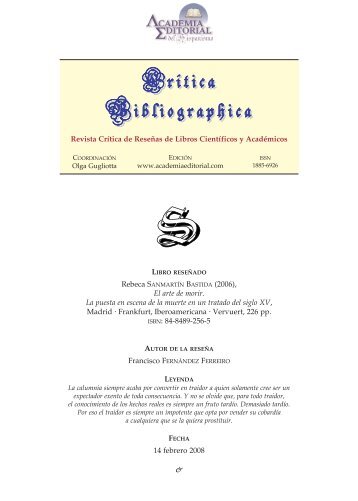 SANMARTÍN BASTIDA, Rebeca - Academia Editorial del Hispanismo