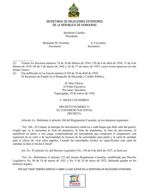 Reglamento Consular - Secretaría de Relaciones Exteriores de ...