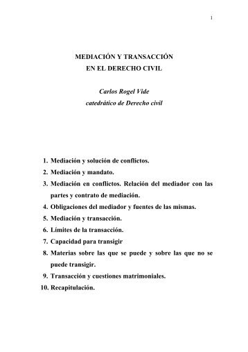 Mediación y Transacción en el Derecho Civil - instituto complutense ...