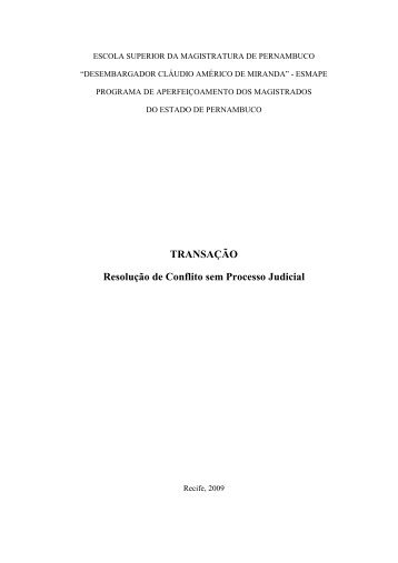 TRANSAÇÃO Resolução de Conflito sem Processo Judicial - Poder ...