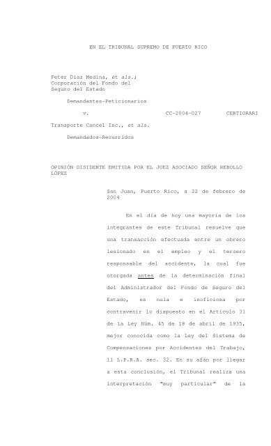 1 EN EL TRIBUNAL SUPREMO DE PUERTO RICO • Peter Díaz ...