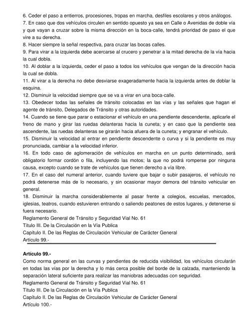 reglamento general de transito y seguridad vial - sertracen