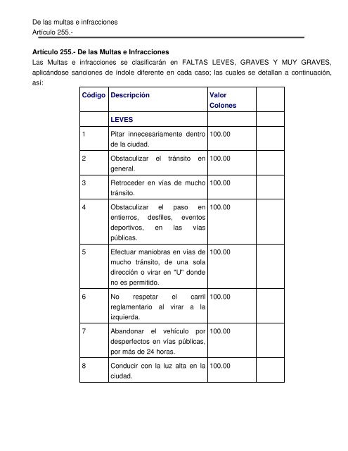 reglamento general de transito y seguridad vial - sertracen