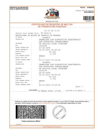 certificado de registro de multas de transito no pagadas - Autofren