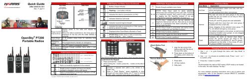 P7200 Portable, OpenSky Quick Guide - Harris Corporation