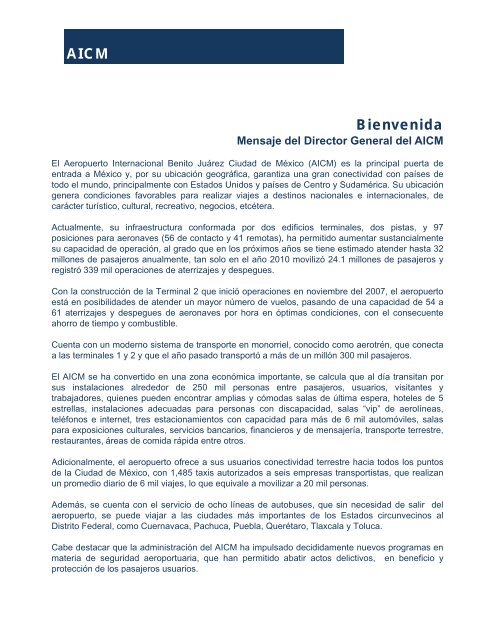 AICM Bienvenida - Aeropuerto Internacional de la Ciudad de México