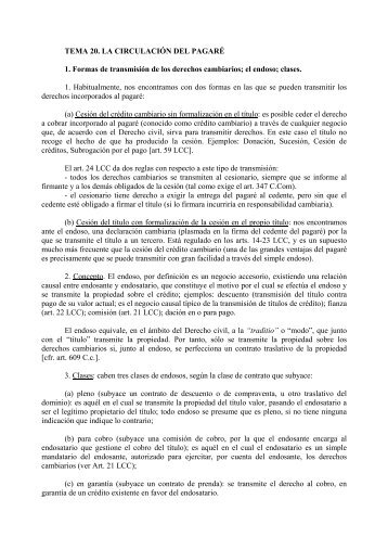 TEMA 20.-La circulación del pagaré. - Fernando Diez Estella