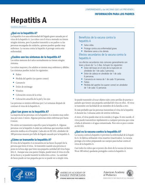 Hepatitis A - Actualizado en marzo de 2012