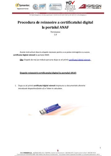 Procedura de reinnoire a certificatului digital la portalul ... - DigiSign