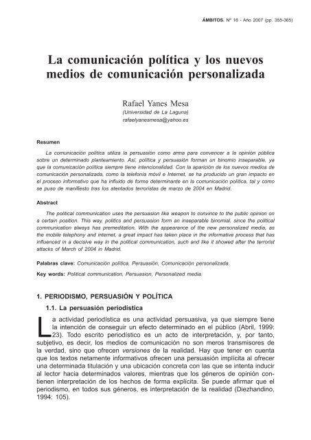 La comunicación política y los nuevos medios de comunicación ...