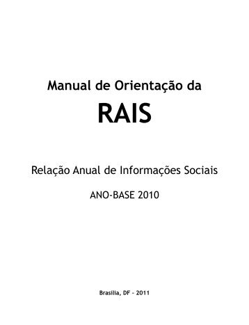 Manual de Orientação da RAIS - Ministério do Trabalho e Emprego