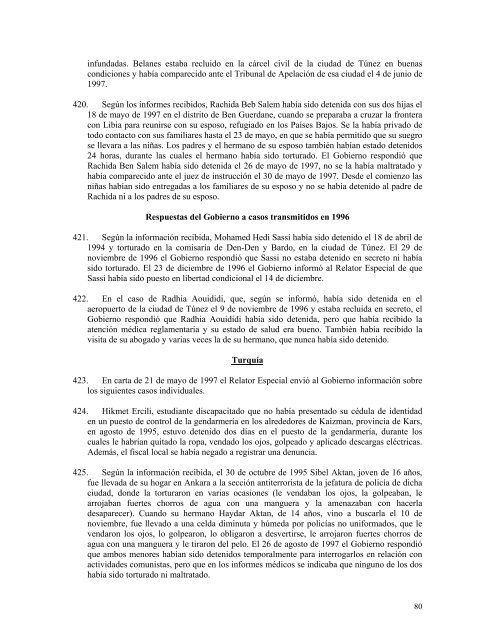 Resumen de los casos transmitidos a los gobiernos y ... - Acnur