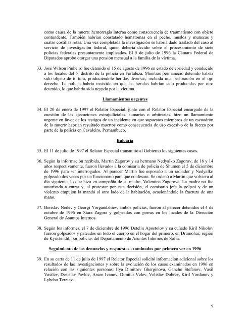 Resumen de los casos transmitidos a los gobiernos y ... - Acnur