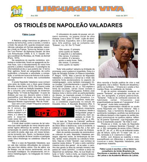 OS TRIOLÉS DE NAPOLEÃO VALADARES - Linguagem Viva