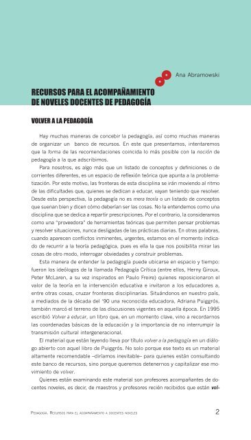 Pedagogía Recursos para el acompañamiento de docentes noveles