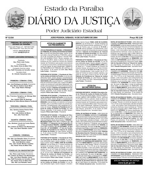 Diario da Justi a 29-05-2001 - Tribunal de Justiça da Paraíba