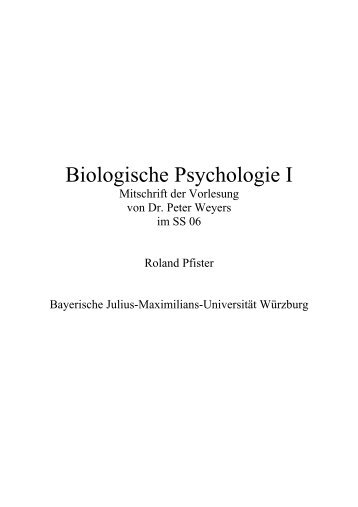 Biologische Psychologie I (SS 06) - Roland Pfister | Home